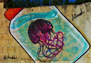 Street mural of jellyfish