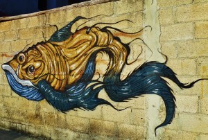 street mural of fish