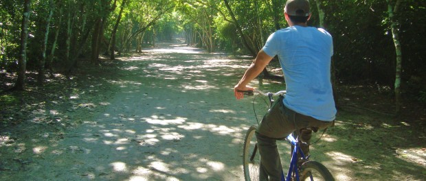 Biking in coba ruins Mexico