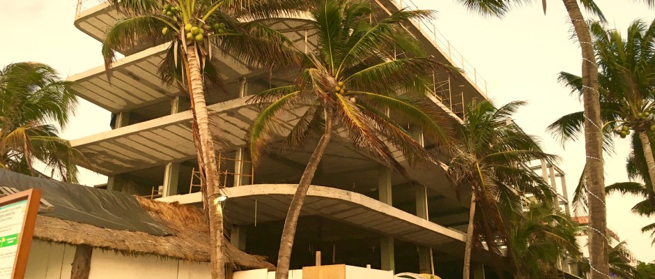 New hotel being built on 8th Street and the beach in Playa Del Carmen.