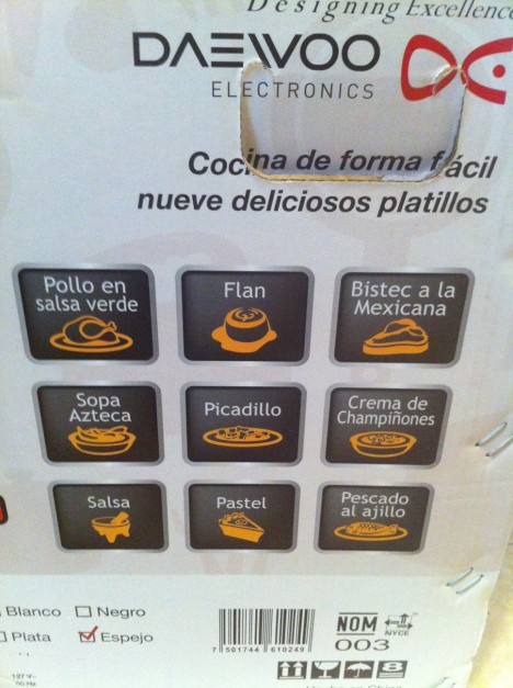 Now this is a real Mexican Microwave, it even has a Pollo in Salsa Verde button!