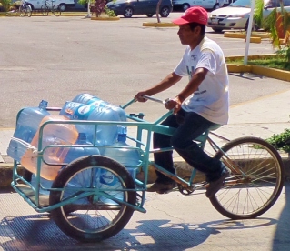 Playa del Carmen tricycle, water delivery