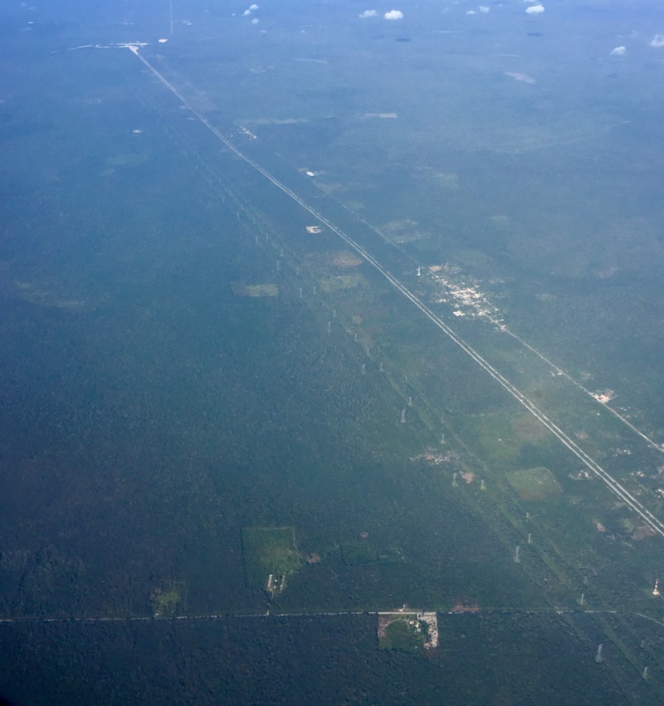 The Cancun-Merida 180 Highway from the air. 