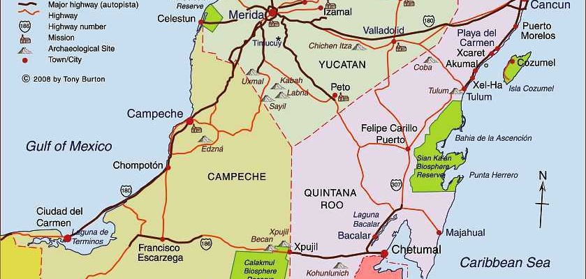 Map of Yucatan Mexico