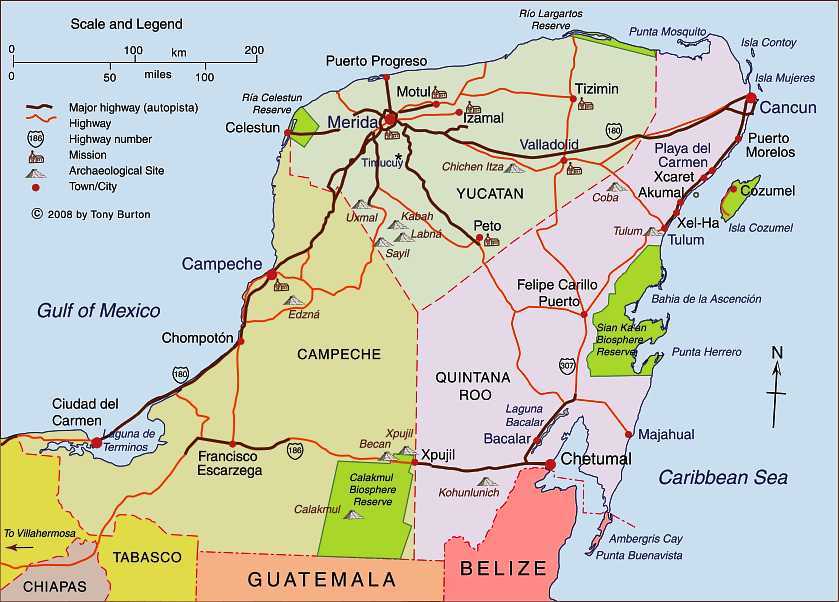 Map of Yucatan Mexico