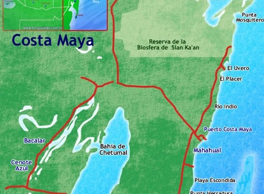 Mahahual map, costa maya