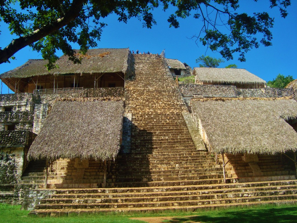 Ek Balam Mayan pyramid that is still open for climbing to the top.