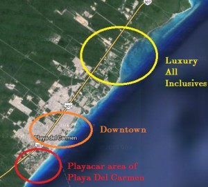 Playa del Carmen hotel map