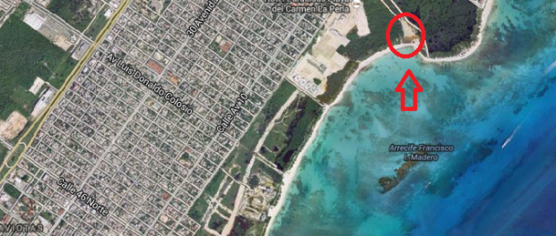 Beach with Cenote Playa Del Carmen Map