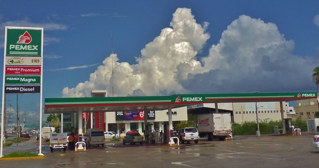 Clouds over a gas station in Playa Del Carmen
