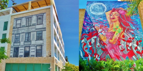 Murals in Playa Del Carmen at Palm Hotel and Soho Hotel