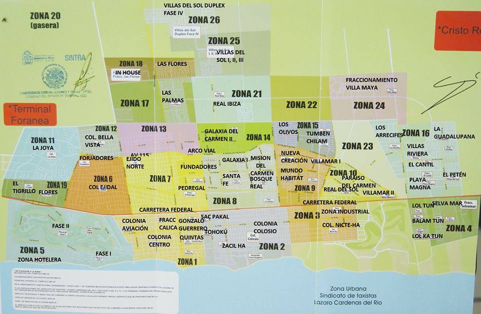 Cozumel Taxi Fare Chart