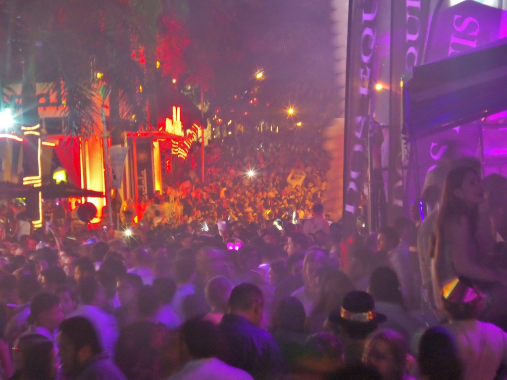 12th Street in Playa Del Carmen packed for New Years Eve