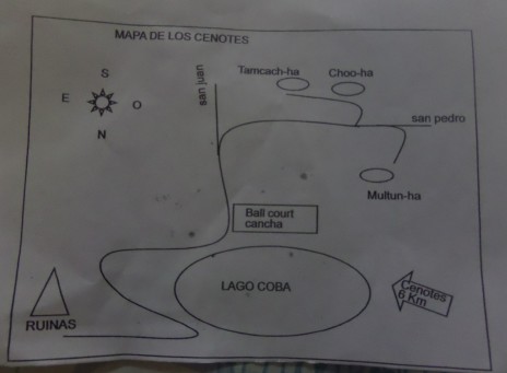 Coba Cenotes map