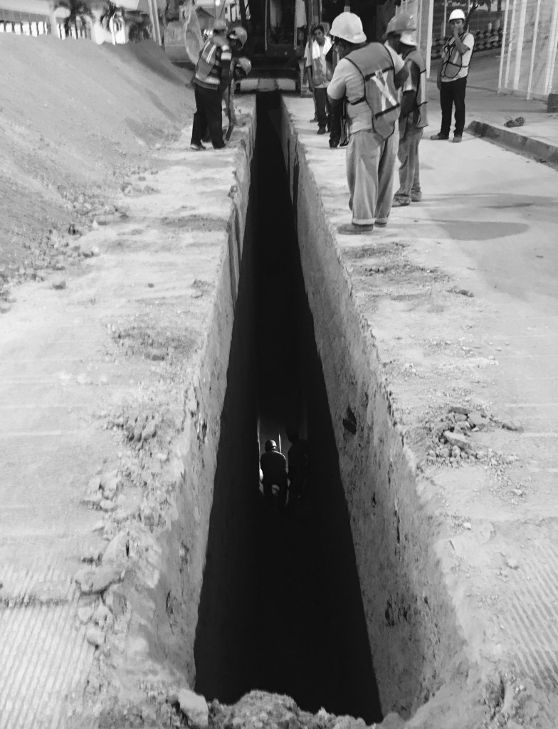 Water pipeline work in Playa Del Carmen