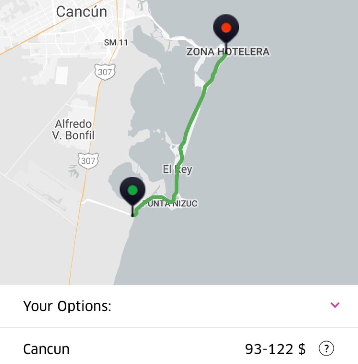 Uber cancun Mexico