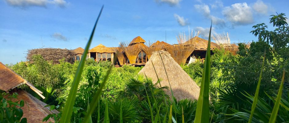 Inside of the amazing Azulik Hotel in Tulum Mexico