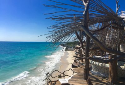 Inside of the amazing Azulik Hotel in Tulum Mexico