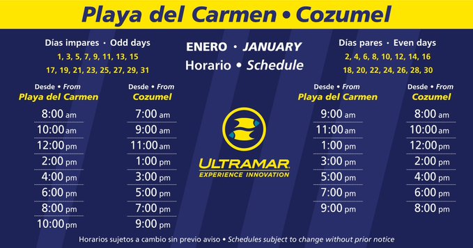 Cozumel Ferry Schedule and ferry prices from Playa Del Carmen