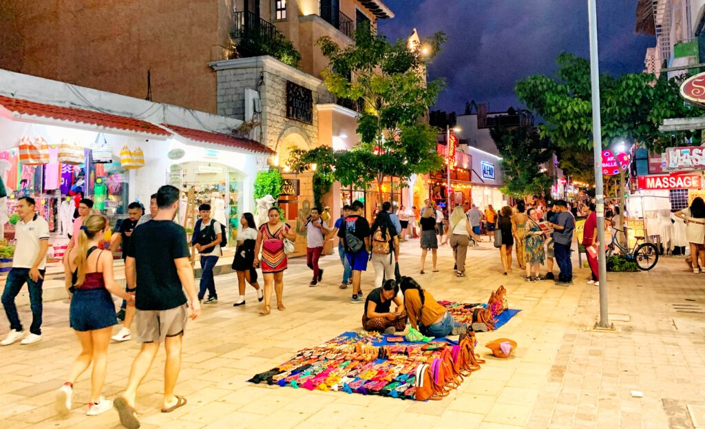 Shopping on the main pedestrian street in Playa Del Carmen