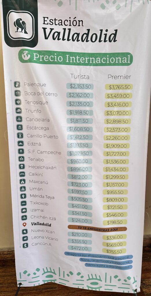 Tren Maya prices Valladolid