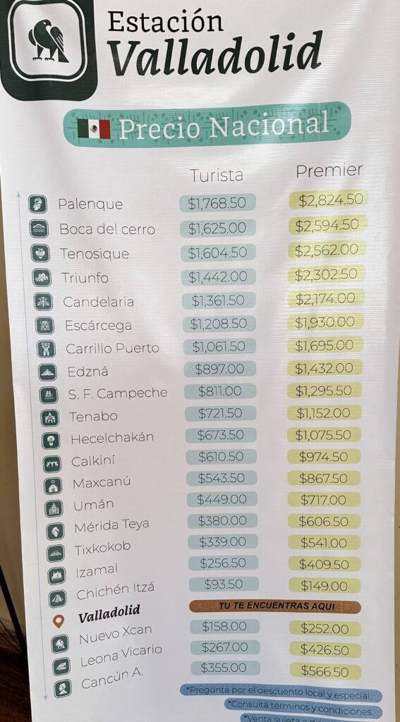 Tren Maya prices Valladolid