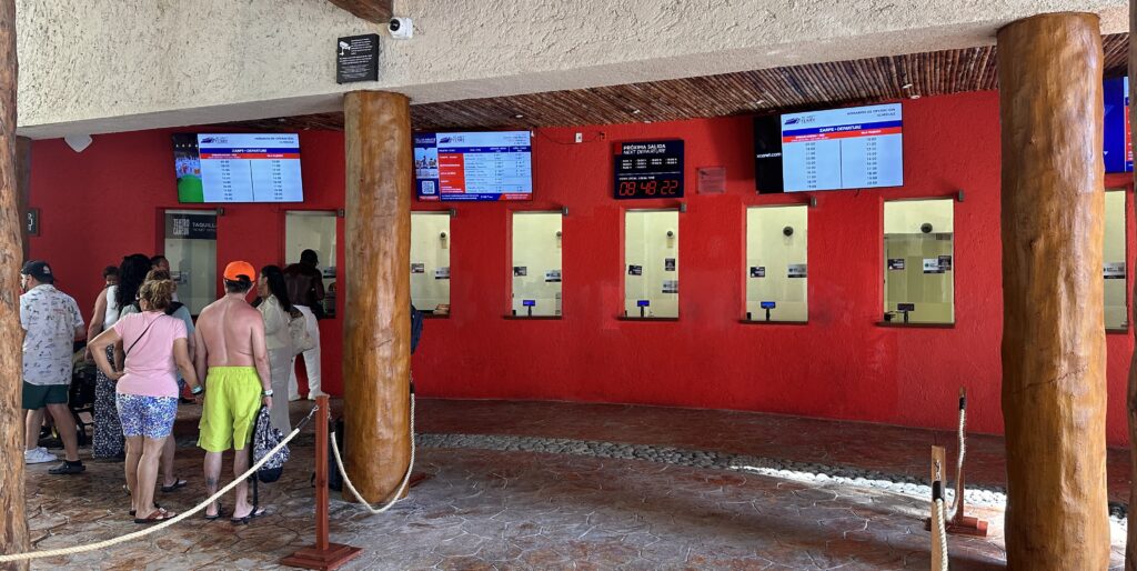 Buying tickets for ferry to Isla Mujeres