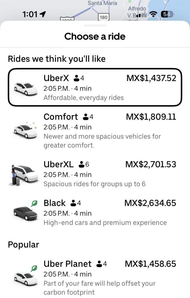 Uber at the Cancun Airport